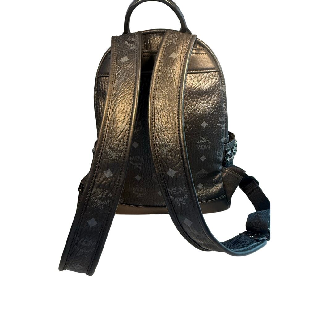 MCM Black Visetos Stark Small Backpack Silver Studded Luxury Bag - Picture 8 of 16